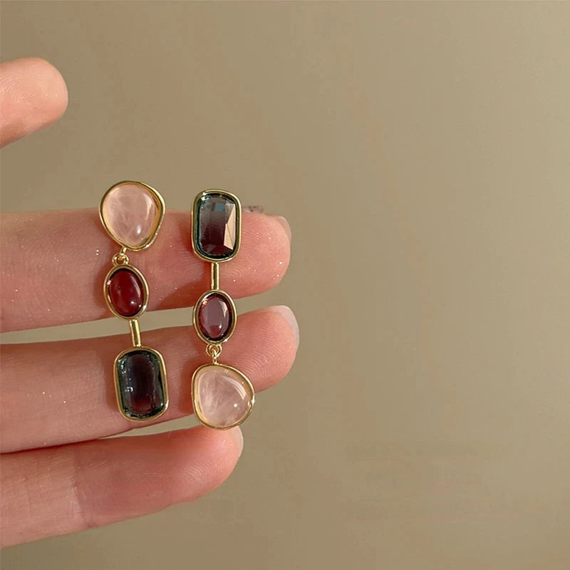 Asymmetric Colorful Geometric Dangle Earrings for Women