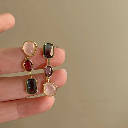 Asymmetric Colorful Geometric Dangle Earrings for Women
