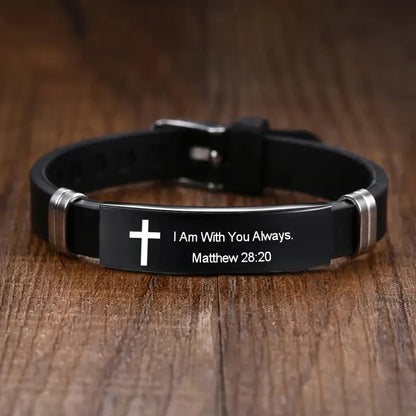 Bible Verse Inspirational Bracelet – Black Stainless Steel