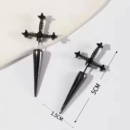 Cross Sword Stud Earrings for Women – Gold, Silver & Black
