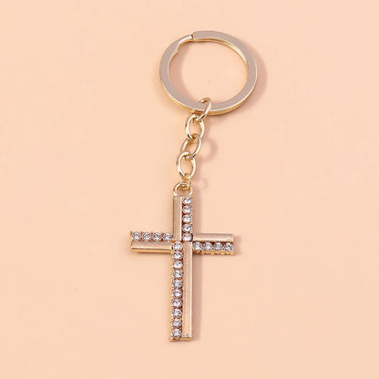 Luxury Rhinestone Crystal Cross Keychain for Women