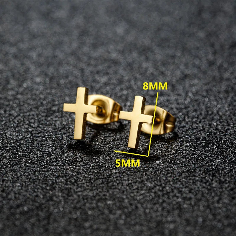 Small Stud Cross Earrings