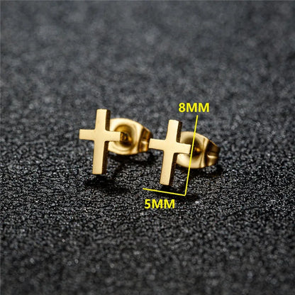 Small Stud Cross Earrings