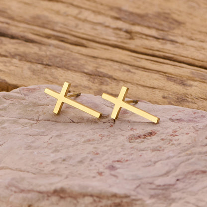 Vintage Thin Cross Drop Earrings for Women