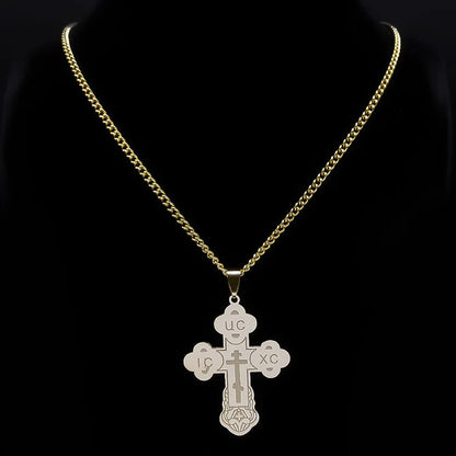 Stainless Steel Orthodox Cross Necklace for Men & Women