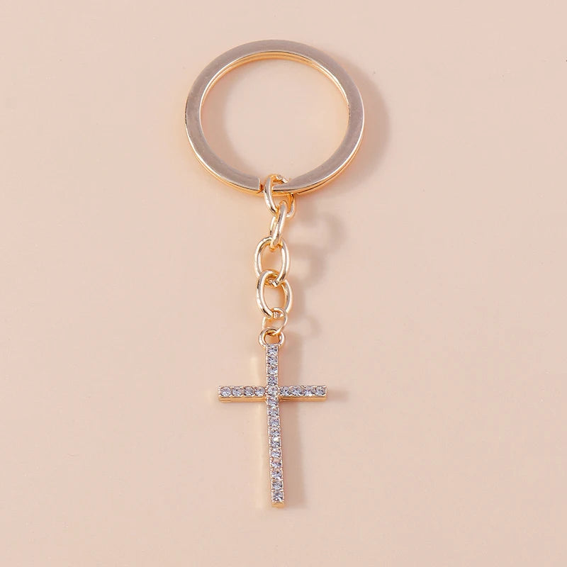 Luxury Rhinestone Crystal Cross Keychain for Women