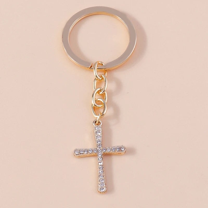 Luxury Rhinestone Crystal Cross Keychain for Women