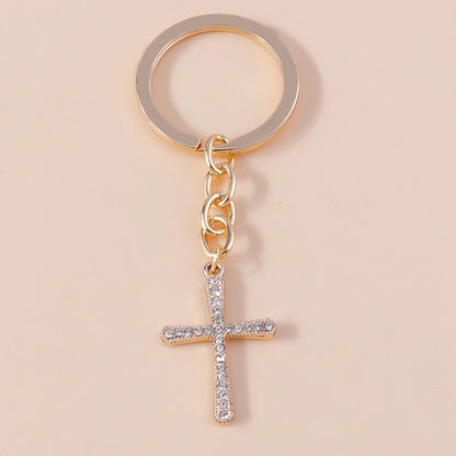 Luxury Rhinestone Crystal Cross Keychain for Women