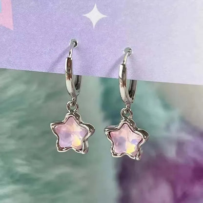 Transparent Stone Star Pendant Earrings