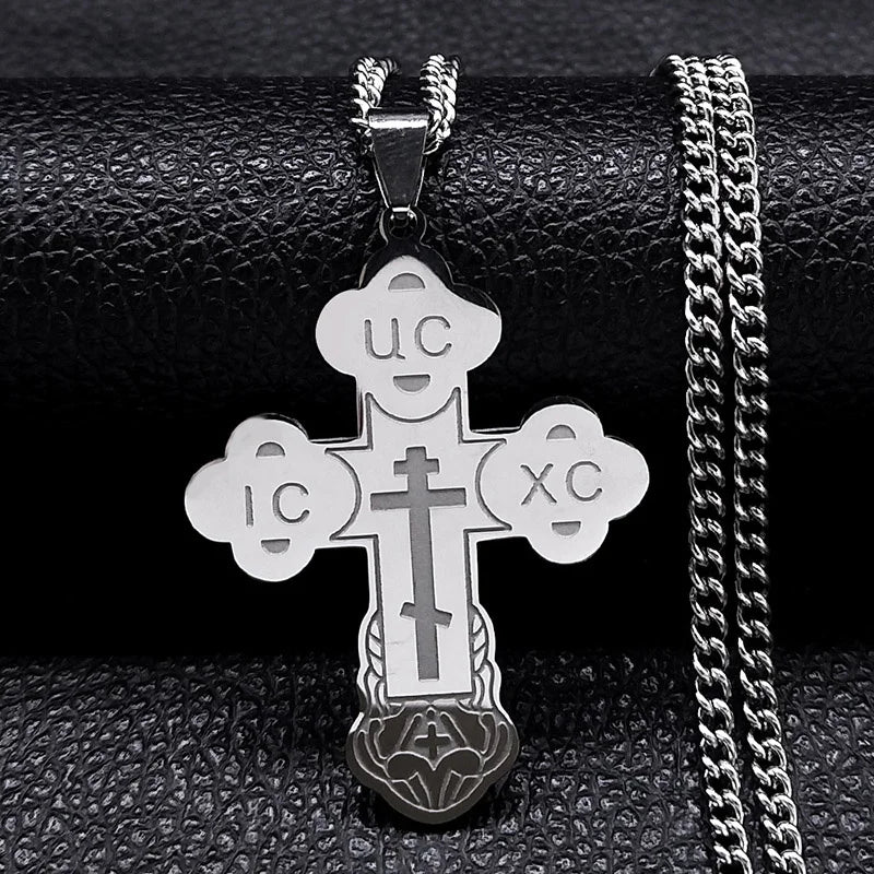 Stainless Steel Orthodox Cross Necklace for Men & Women