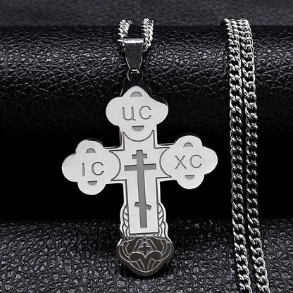 Stainless Steel Orthodox Cross Necklace for Men & Women