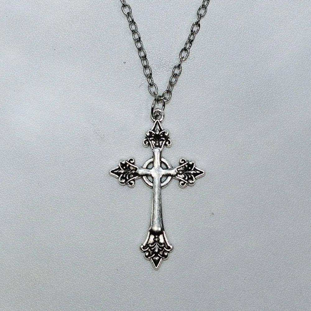 Vintage Black Rhinestone Cross Pendant