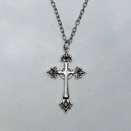 Vintage Black Rhinestone Cross Pendant