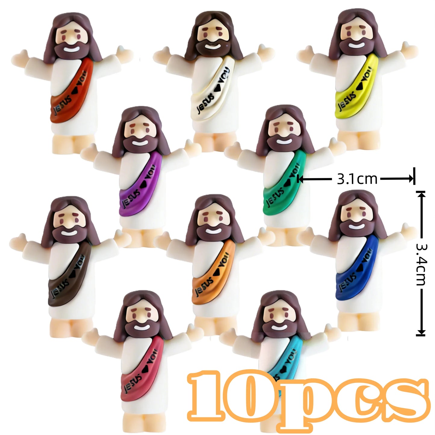 Mini Jesus Figurine Decoration Set – Cartoon Statue Pack (10/60pcs)