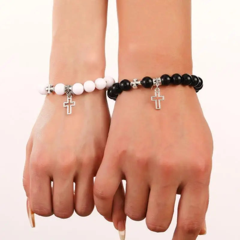 2Pcs/Set Pink Crystal Beads Bracelet