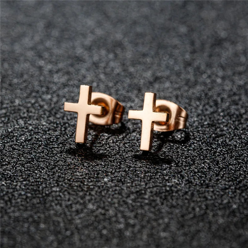 Vintage Thin Cross Drop Earrings for Women