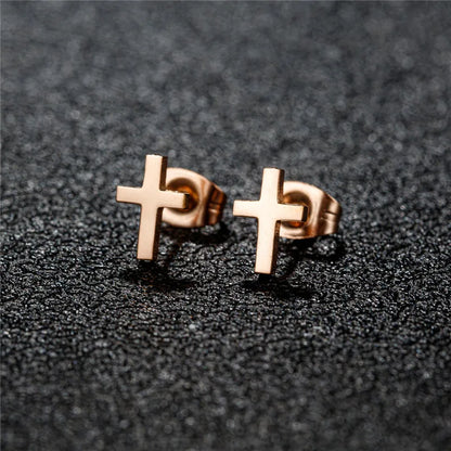 Small Stud Cross Earrings