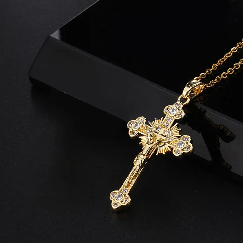Jesus Multi-colored Cross Necklace Pendant