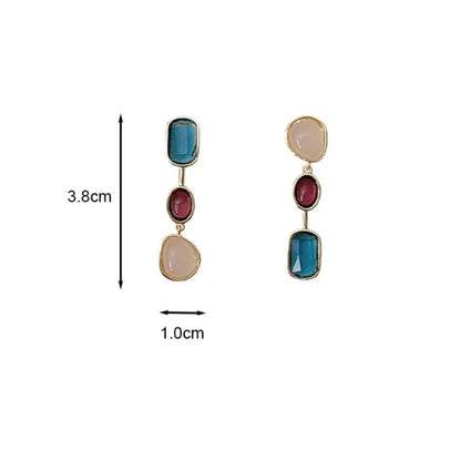 Asymmetric Colorful Geometric Dangle Earrings for Women