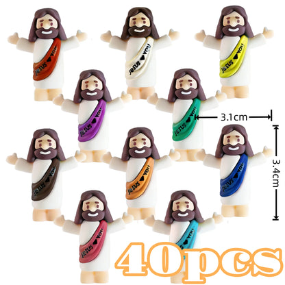 Mini Jesus Figurine Decoration Set – Cartoon Statue Pack (10/60pcs)