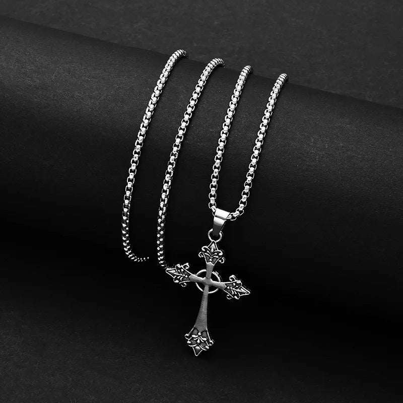 Vintage Black Rhinestone Cross Pendant