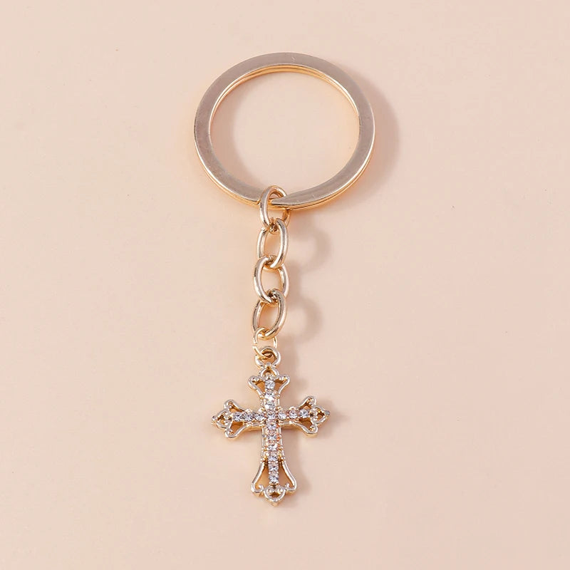 Luxury Rhinestone Crystal Cross Keychain for Women