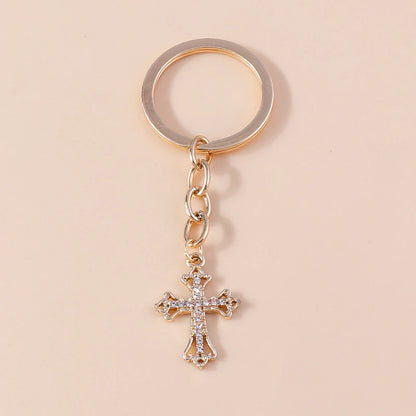 Luxury Rhinestone Crystal Cross Keychain for Women