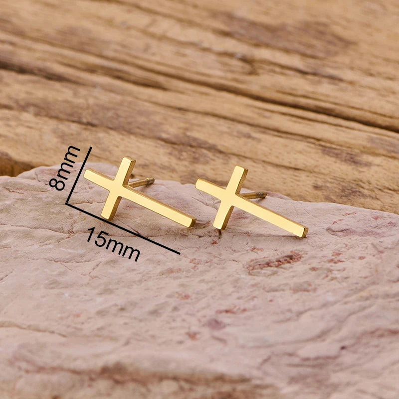 Small Stud Cross Earrings