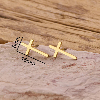 Small Stud Cross Earrings