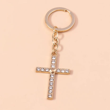Luxury Rhinestone Crystal Cross Keychain for Women