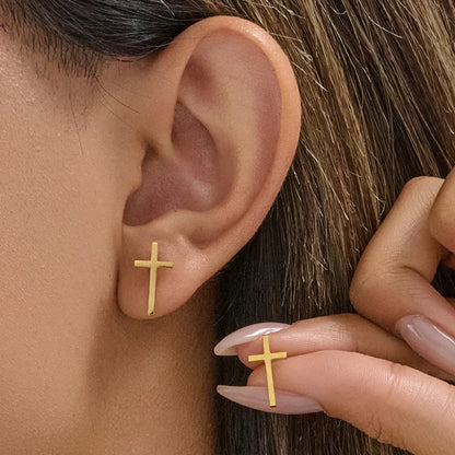Vintage Thin Cross Drop Earrings for Women
