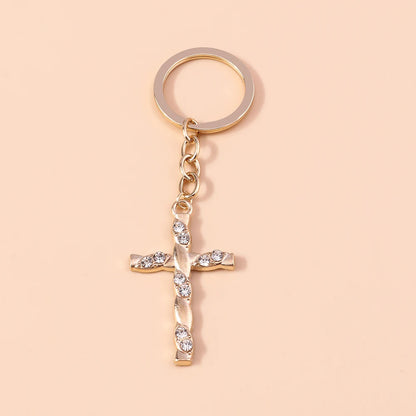 Luxury Rhinestone Crystal Cross Keychain for Women