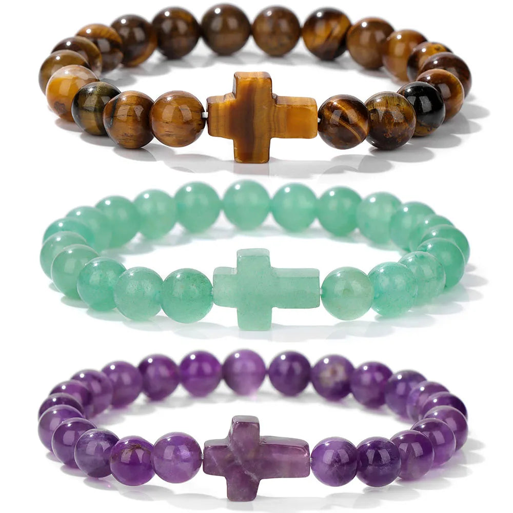 Cross Bracelet Natural Stone Beads Bracelets