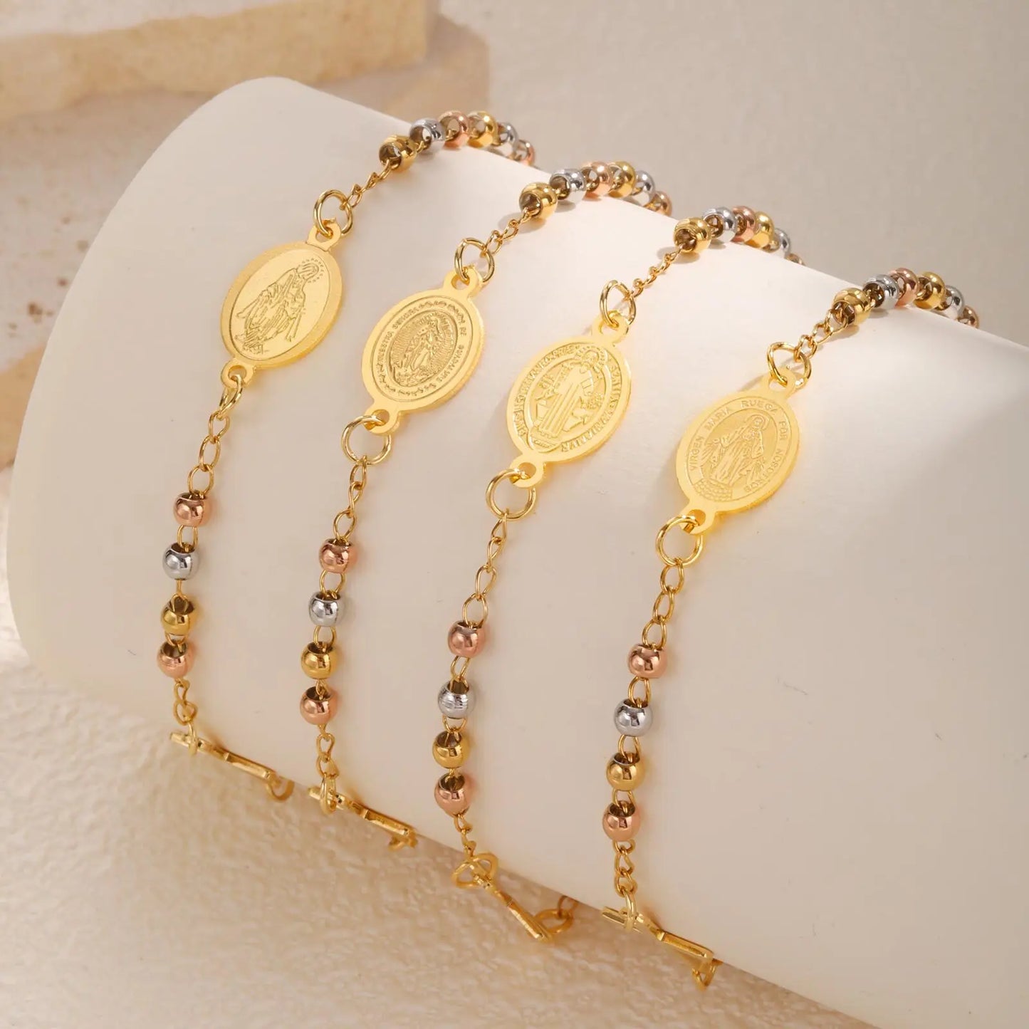 Virgin Mary Bracelet,Charm Rosary Cross Chain Bracelet