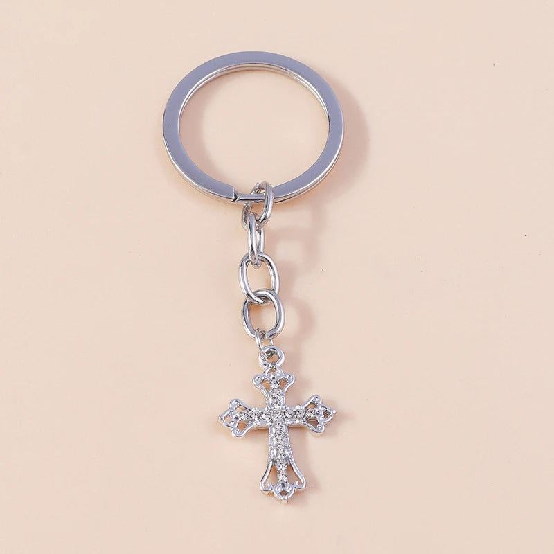 Luxury Rhinestone Crystal Cross Keychain for Women