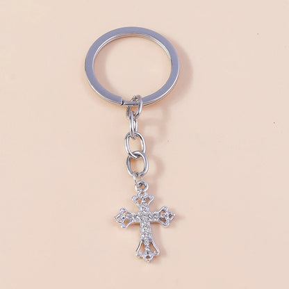 Luxury Rhinestone Crystal Cross Keychain for Women