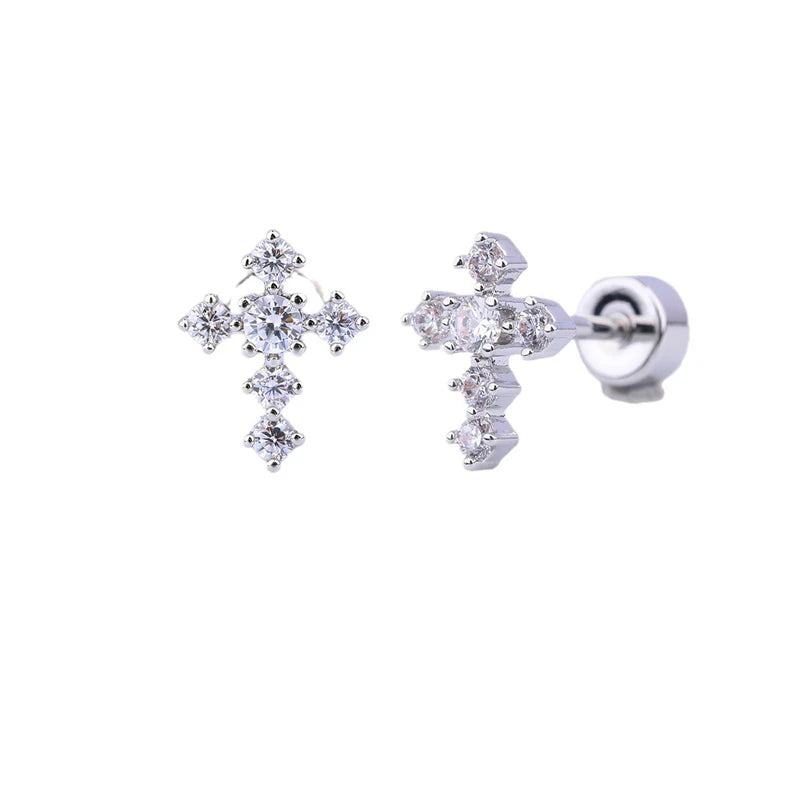 Mini Titanium Steel Cross Earring