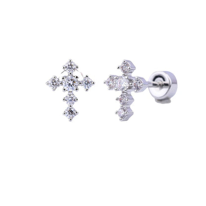 Mini Titanium Steel Cross Earring
