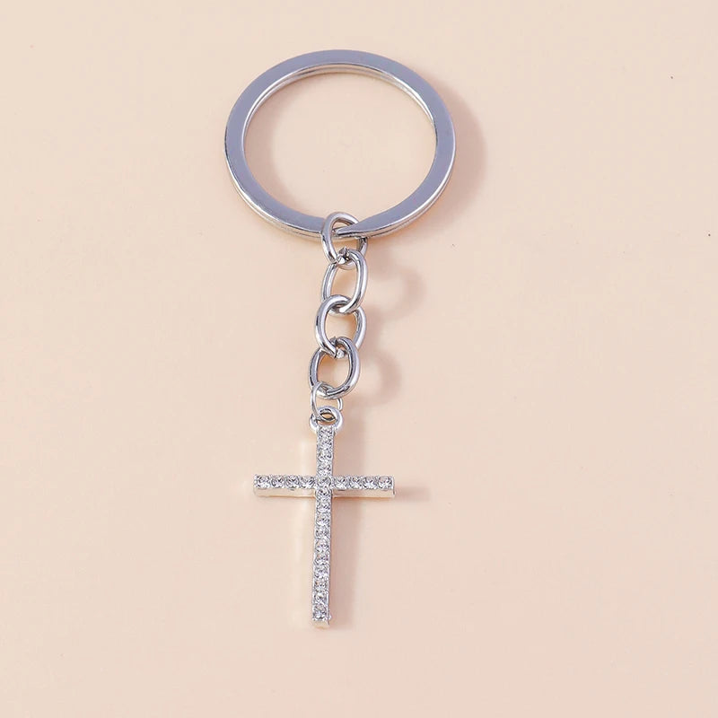 Luxury Rhinestone Crystal Cross Keychain for Women