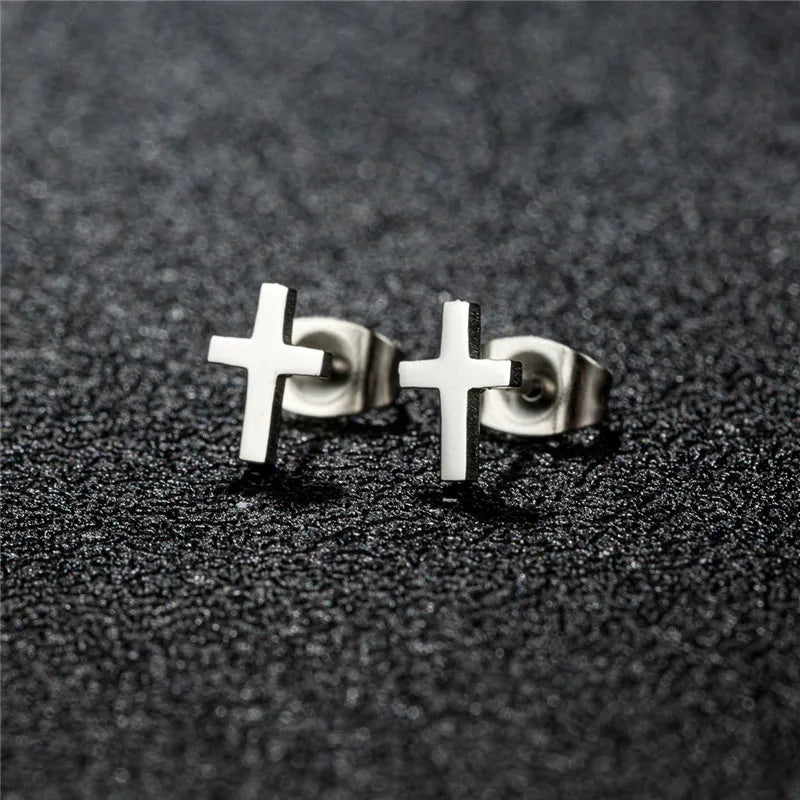Small Stud Cross Earrings