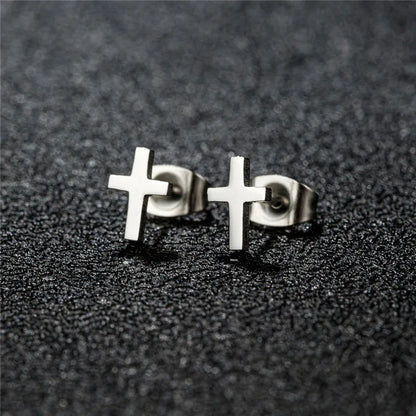 Small Stud Cross Earrings