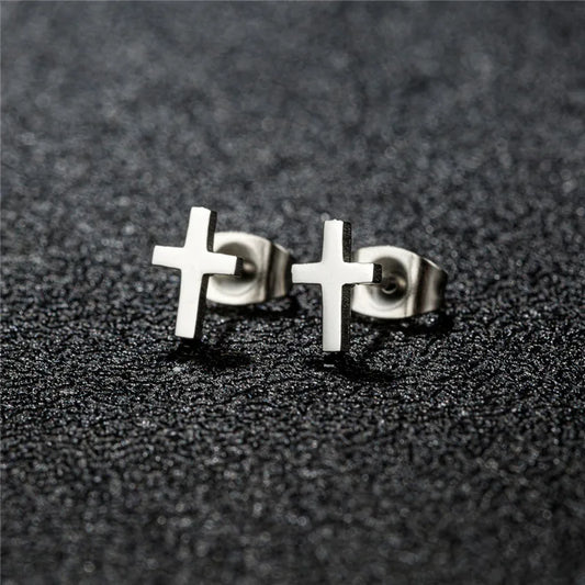 Small Stud Cross Earrings
