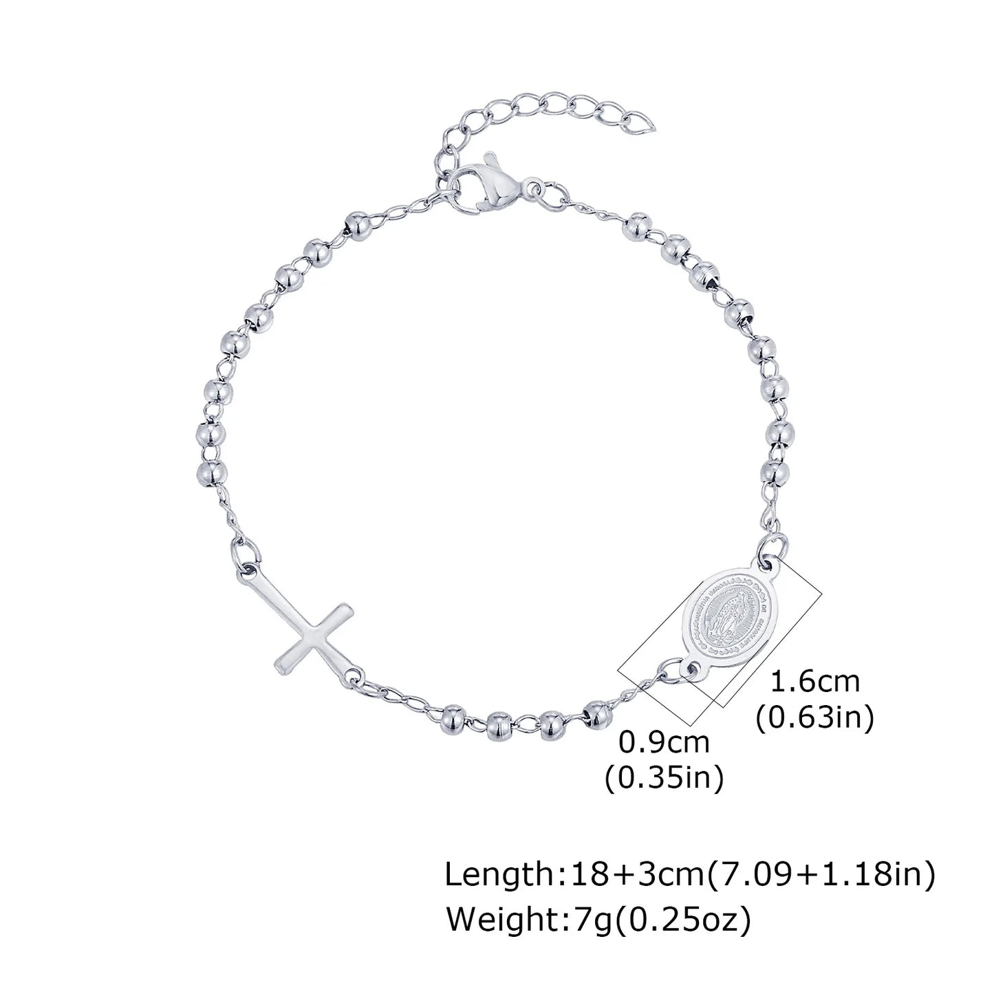Virgin Mary Bracelet,Charm Rosary Cross Chain Bracelet
