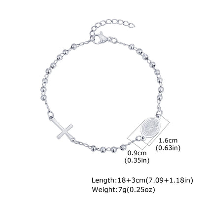 Virgin Mary Bracelet,Charm Rosary Cross Chain Bracelet