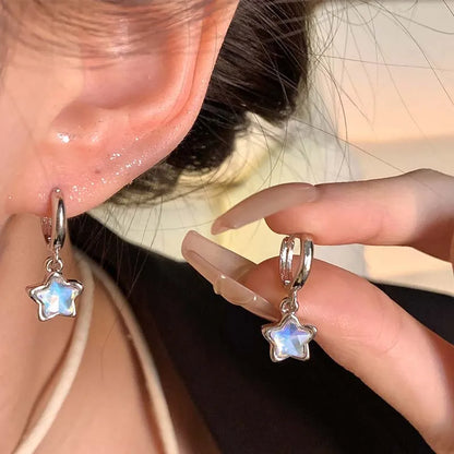 Transparent Stone Star Pendant Earrings