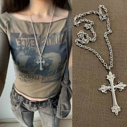 Vintage Black Rhinestone Cross Pendant