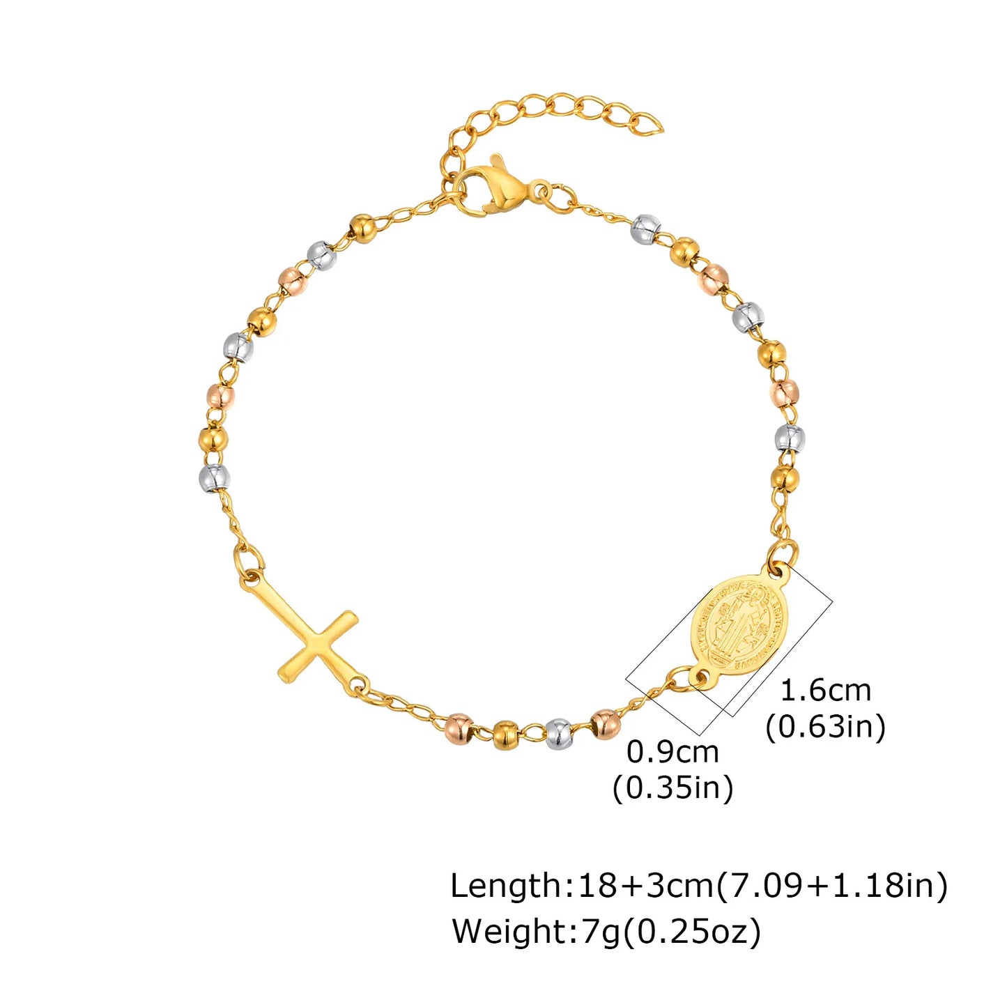 Virgin Mary Bracelet,Charm Rosary Cross Chain Bracelet