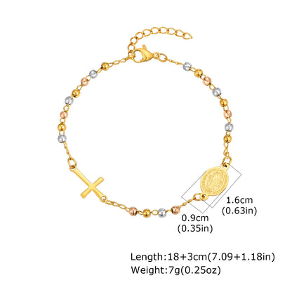Virgin Mary Bracelet,Charm Rosary Cross Chain Bracelet