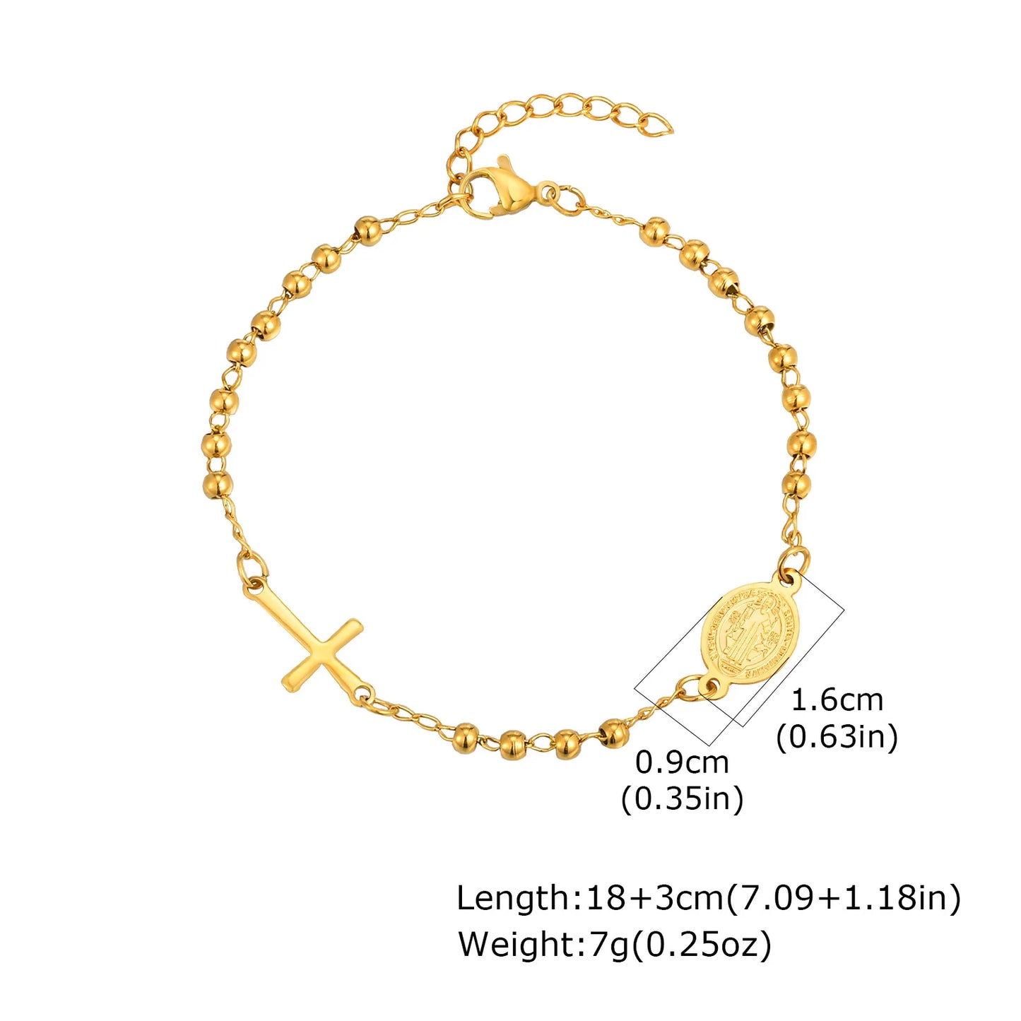 Virgin Mary Bracelet,Charm Rosary Cross Chain Bracelet