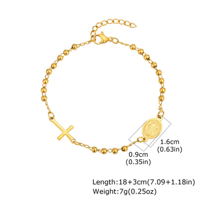 Virgin Mary Bracelet,Charm Rosary Cross Chain Bracelet